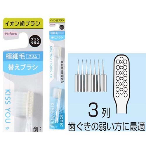 キスユー イオン歯ブラシ 極細スリム 替えブラシ やわらかめ(2本入*2コセット)【イ...
