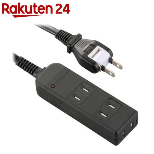 安全タップ 雷ガード 3個口 2m ブラック(1個)【OHM】