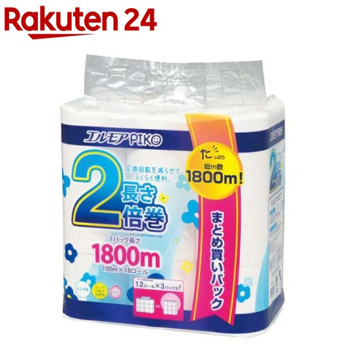 エルモアピコ 2倍巻 トイレットロール 18ロール シングル 100m 花の香り(18ロール)【エルモア】