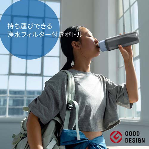 ブリタ 水筒 ボトル型浄水器 アクティブ ダークグリーン 600ml カートリッジ2個付...