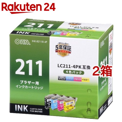 브라더 호환 LC211-4PK 4 색 팩 INK-B211B-4P (2 상자 세트) [OHM]