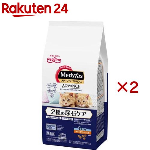 メディファスアドバンス 2種の尿石ケア 1歳から チキン＆フィッシュ味(5袋入×2セット(1袋250g))【メデ..