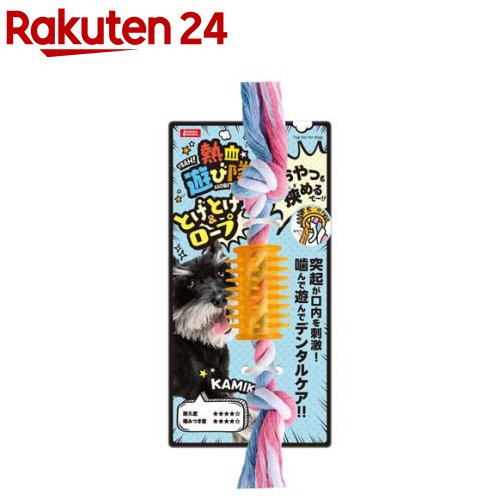 お店TOP＞ペット用品＞犬用品(グッズ)＞犬用おもちゃ・玩具(犬・遊)＞ラテックスおもちゃ・玩具(犬用)＞熱血遊び隊！とげとげ＆ロープ (1個)【熱血遊び隊！とげとげ＆ロープの商品詳細】●噛んでストレス発散！熱血遊び隊！シリーズ・「YEAH！ASOBITAI！！！」を合言葉に、愛犬の「遊びたい」本能を刺激する、楽しくて丈夫なロープ＆TPR素材のおもちゃシリーズです。●おやつを挟める！知育要素で楽しさアップ・ロープとTPRパーツのすき間に、愛犬が好む小粒のおやつを挟むことができます。・遊びながらおやつを探すことで、飽きずに長く遊べます。●耐久性に優れたTPR素材＆コットンロープ・噛み心地がクセになるTPR素材と、引っ張り合いも楽しめるコットンロープ(綿)を組み合わせています。・高い耐久度でパワフルなワンちゃんにも対応します。●選べる3つの形状で愛犬の好みに対応・「ほね」「ボール」「とげとげ」の3タイプを展開。・噛むのが好きな子、追いかけるのが好きな子など、愛犬の性格に合わせて選べます。●遊びながらデンタルケアや運動不足解消をサポート・噛んで遊ぶことで、ストレス発散だけでなくデンタルケアや運動不足の解消に役立ちます。【発売元、製造元、輸入元又は販売元】マルカンこちらの商品は、ペット用の商品です。リニューアルに伴い、パッケージ・内容等予告なく変更する場合がございます。予めご了承ください。マルカン532-0011 大阪市淀川区西中島7-1-26072-931-0345広告文責：楽天グループ株式会社電話：050-5577-5043[犬用品]