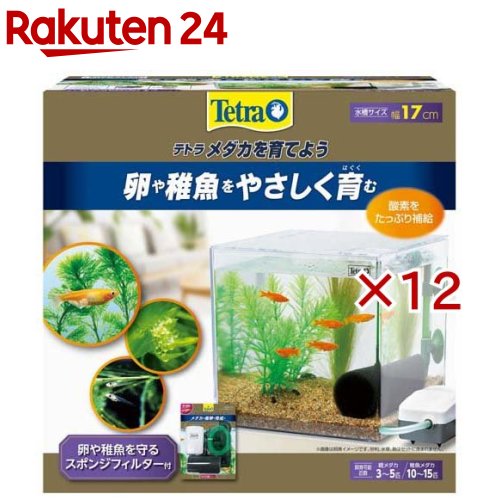 お店TOP＞ペット用品＞観賞魚・アクアリウム用品＞アクアリウム用品＞飼育セット・スターターセット(観賞魚用)＞テトラ メダカを育てよう (12セット)【テトラ メダカを育てようの商品詳細】●どんな場所にも設置できるコンパクトサイズ●卵や稚魚を吸い込まないエアリフト方式のスポンジフィルター採用【セット詳細】水槽、フタ、フィルター【規格概要】・材質：プラスチック、他【原産国】中国【ブランド】Tetra(テトラ)【発売元、製造元、輸入元又は販売元】スペクトラム ブランズ ジャパンこちらの商品は、ペット用の商品です。※説明文は単品の内容です。リニューアルに伴い、パッケージ・内容等予告なく変更する場合がございます。予めご了承ください。・単品JAN：4571269552518スペクトラム ブランズ ジャパン220-0004　神奈川県横浜市西区北幸2-6-26 HI横浜ビル3階045-322-4330広告文責：楽天グループ株式会社電話：050-5577-5043[アクアリウム用品/ブランド：Tetra(テトラ)/]
