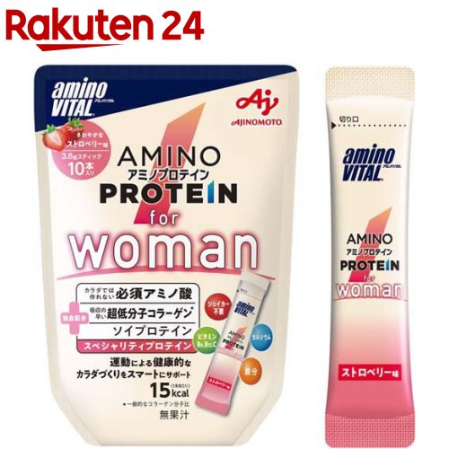 アミノバイタル アミノプロテイン for Woman ストロベリー味(3.8g*10本入)【アミノバイタル(AMINO VITAL)】[プロテイン ソイプロテイン..