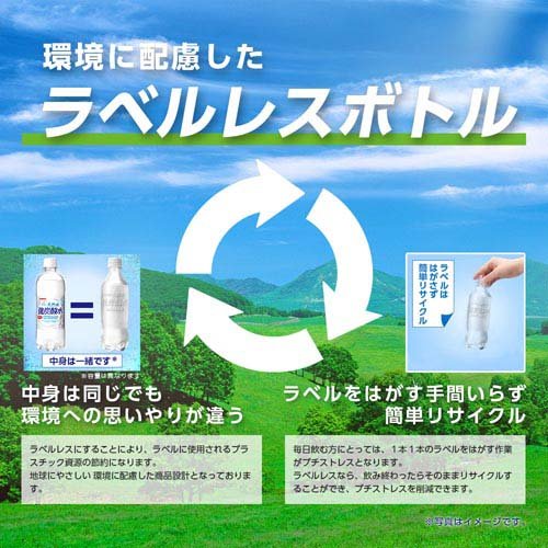 サンガリア 伊賀の天然水 強炭酸水 ラベルレス(24本入×2セット(1本500ml))【伊賀の...
