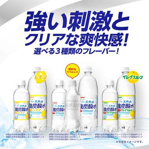 サンガリア 伊賀の天然水 強炭酸水 ラベルレス(24本入×2セット(1本500ml))【伊賀の...
