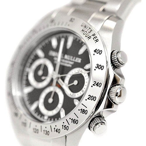 DANIEL MULLER クロノグラフ ステンレス製 メンズ腕時計 ブラック(1個)