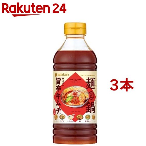 ミツカン 大好きだし。麺と鍋。ほどよい旨辛キムチ(500ml*3本セット)[めんつゆ 麺つゆ 鍋つゆ 鍋スープ なべつゆ キムチ鍋]