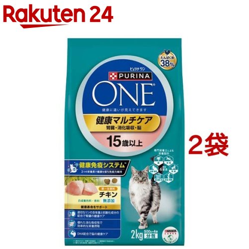 ピュリナワン キャット 健康マルチケア 15歳以上 チキン 2kg*2袋セット 【dalc_purinaone】【qqu】【ピュリナワン PURINA ONE 】