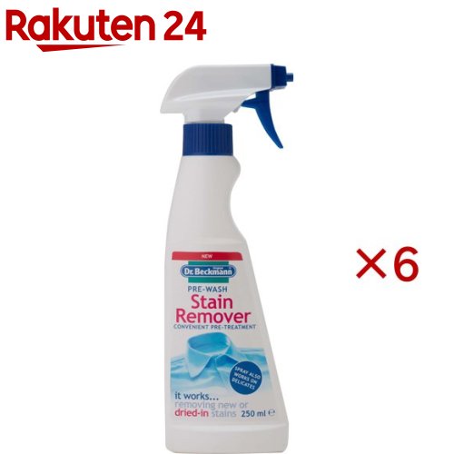 お店TOP＞日用品＞洗濯用品＞衣類ケア＞シミ取り 衣類用＞ドクターベックマン プレウォッシュ&ステインリムーバースプレー DP010009 (250ml×6セット)【ドクターベックマン プレウォッシュ&ステインリムーバースプレー DP010009の商品詳細】●エリ・そでの汚れ、シミケアに適した衣類用スプレーです。油脂汚れに強い胆汁石鹸成分、水洗いでも高い効果を発揮する洗浄成分のふたつでパワーアップ。●ウール、シルクなどのデリケート素材にも使えます。●ワイン、醤油、カレー、血液などのシミにも効果的です。●香料、着色料、漂白剤不使用。ナチュラル成分で落とします。●アレルギー皮膚テスト済み。(すべての人にアレルギーが起きないというわけではありません。)【使用方法】洗濯機で洗う直前に、汚れに直接本製品を数回スプレーし、最大5-10分間置き(それ以上置かないように注意する)、他の洗濯物と一緒に洗濯用洗剤で洗う。使用量の目安：一ヶ所につき4-5回スプレー(約3-4mL)【成分】界面活性剤(7〜25％ポリオキシエチレンアルキルエーテル)、アルキルエーテル硫酸エステルナトリウム、純石けん分(脂肪酸カリウム)、安定化剤、保存料、キレート剤、分散剤【注意事項】・使用前に必ず衣類の洗濯表示をご確認ください。・退色など失敗を防止するため、使用前に必ず目立たないところ(縫いしろ、縁など)でお試しください。試した箇所は必ず水ですすぎ、洗濯表示に従って洗ってください。・和服、皮革製品(スウェードを含む)、水で色落ちするもの、水で輪ジミになるものには使用しないでください。・使用後はノズルをOFFにして保管してください。・一度で落ちない場合は、再度処置を行ってください。・頑固なシミには、専用のステインリムーバーのご使用をお勧めします。・子どもの手の届くところに置かない。・用途以外に使用しない。・使用後は手を洗う。・敏感肌の方はゴム手袋を使用する。【応急処置説明】・万一、目に入った場合はすぐに水で十分に洗い流し、医師に相談する。・肌に触れた後は、すぐに水で十分に洗い流す。・万一、飲み込んだ場合はすぐに口をすすぎ(本人の意識がある場合のみ)、本製品を持参の上、ただちに医師に相談する。【原産国】ドイツ【ブランド】ドクターベックマン【発売元、製造元、輸入元又は販売元】E.OCT※説明文は単品の内容です。リニューアルに伴い、パッケージ・内容等予告なく変更する場合がございます。予めご了承ください。・単品JAN：4008455460710E.OCT150-0001 東京都渋谷区神宮前5-38-1503-3406-6369広告文責：楽天グループ株式会社電話：050-5577-5043[漂白剤・ブリーチ剤/ブランド：ドクターベックマン/]