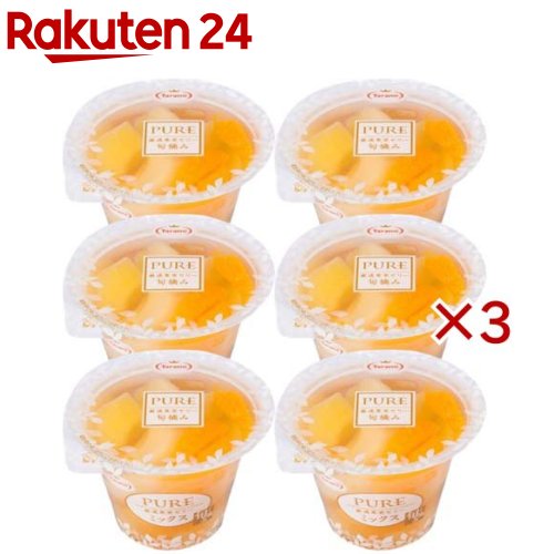 お店TOP＞フード＞お菓子＞涼菓子・ゼリー＞フルーツゼリー(果物ゼリー)＞たらみ PURE ミックスゼリー (6個入×3セット(1個270g))【たらみ PURE ミックスゼリーの商品詳細】●旬摘み厳選果実のピュアな美味しさを味わうゼリー●5種の果肉(みかん●黄桃●パイン●白桃●りんご)を贅沢使用●クリアでみずみずしく、5種のフルーツのフルーティな味わい【品名・名称】生菓子【たらみ PURE ミックスゼリーの原材料】シラップ漬けみかん(中国製造)、砂糖・果糖ぶどう糖液糖、ピーチ果汁、シラップ漬けパイン、シラップ漬けりんご、シラップ漬け黄桃、シラップ漬け白桃、洋酒、寒天／ゲル化剤(増粘多糖類)、酸味料、酸化防止剤(ビタミンC)、乳酸Ca、香料【栄養成分】(1個270g当たり)(推定値)：熱量182kcal、たんぱく質0.5g、脂質0.1g、炭水化物44.9g、食塩相当量0.2g【アレルギー物質】記載なし【保存方法】直射日光、高温多湿をさけて保存してください。【ブランド】たらみ【発売元、製造元、輸入元又は販売元】たらみ※説明文は単品の内容です。リニューアルに伴い、パッケージ・内容等予告なく変更する場合がございます。予めご了承ください。・単品JAN：4955129036859たらみ851-0198 長崎市中里町2178番地0120-14-1105広告文責：楽天グループ株式会社電話：050-5577-5043[ガム・グミ・ゼリー/ブランド：たらみ/]
