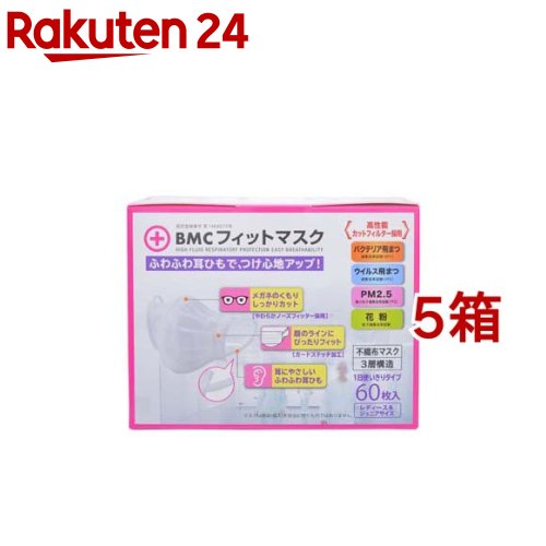 BMCフィットマスク レディース＆ジュニア(60枚入 5箱セット)