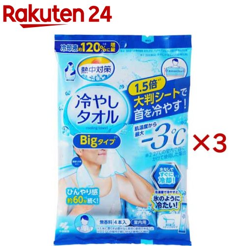 熱中対策 冷やしタオル Bigタイプ(4本入×3セット)【熱中対策】のサムネイル