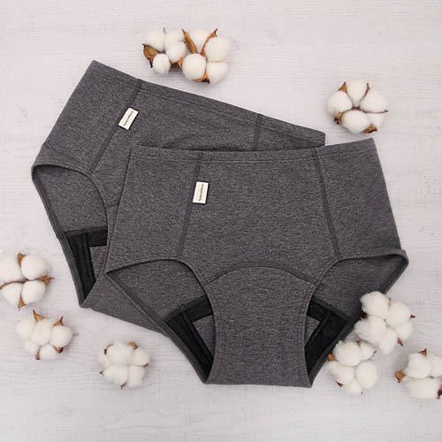 ナチュラムーン オーガニックコットン 吸水ショーツ チャコールグレー(1枚)【ナチュラムーン】