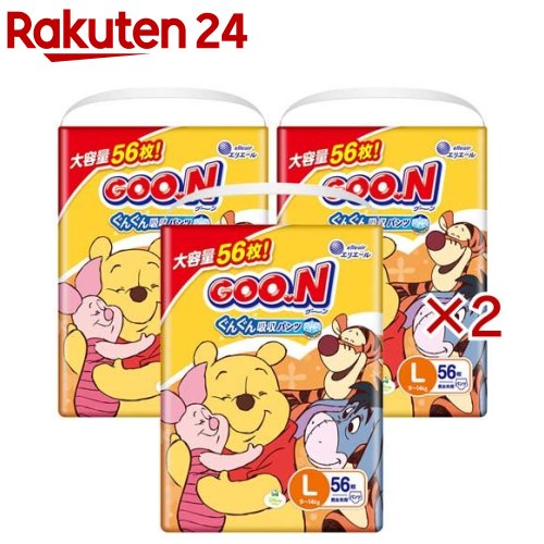 グーン ぐんぐん吸収パンツ Lサイズ ディズニー(3個入×2セット(1個56枚))【グーン(GOO.N)】
