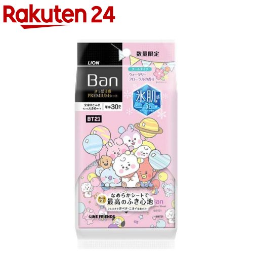 [기획품]Ban 깔끔한 느낌 PREMIUM 시트 쿨 타입 워터리 플로럴 BT21 디자인(30장입)[Ban(밴)]
