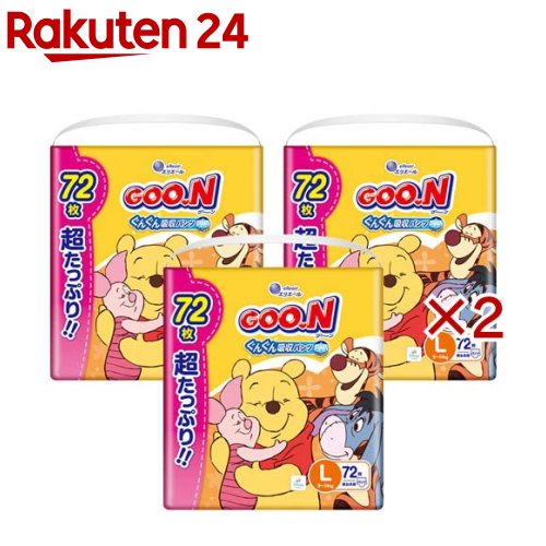 グーン ぐんぐん吸収パンツ Lサイズ ディズニー 超たっぷり(3袋入×2セット(1袋72枚))【グーン(GOO.N)】