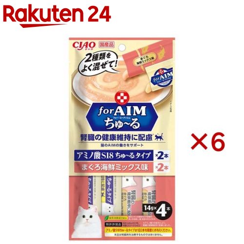 CIAO for AIM ちゅ〜る 腎臓の健康維持に配慮 まぐろ海鮮ミックス味(4本入×6セット(1本14g))【ちゅ〜る】のサムネイル