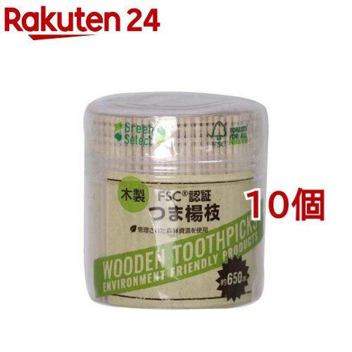 お店TOP＞日用品＞キッチン用品＞ラップ・ホイル・キッチン雑貨＞爪楊枝(つまようじ)＞Green Select 木製 つま楊枝 (約650本入*10個セット)【Green Select 木製 つま楊枝の商品詳細】●管理された森林資源を使用しています。(FSC認証)【規格概要】サイズ：長さ約65mm材質：白樺材【注意事項】・使用時に素材特有の匂いがすることがありますが、品質には問題ありません。 ・先端が尖っていますので、取り扱いにはご注意ください。【原産国】中国【発売元、製造元、輸入元又は販売元】大和物産※説明文は単品の内容です。リニューアルに伴い、パッケージ・内容等予告なく変更する場合がございます。予めご了承ください。・単品JAN：4904681500094大和物産637-8691 奈良県五條市住川町1313番地0120-873-456広告文責：楽天グループ株式会社電話：050-5577-5043[食器・カトラリー]