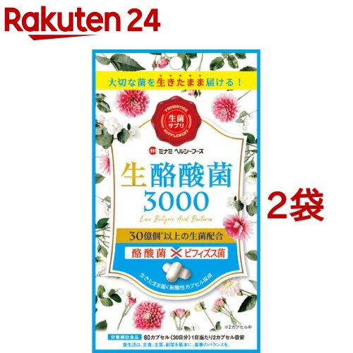 ミナミヘルシーフーズ 生酪酸菌3000(60カプセル*2袋セット)