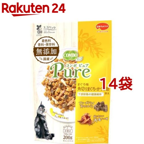 コンボ ピュア キャット まぐろ味 角切りまぐろ かつお節添え(200g 14袋セット)【コンボ(COMBO)】