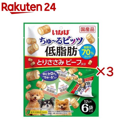 ちゅ〜るビッツ 低脂肪 とりささみ ビーフ入り 犬用(6袋入×3セット(1袋12g))...