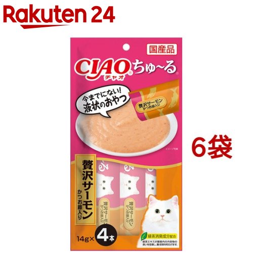 CIAO ちゅ～る 贅沢サーモン かつお節入り(14g*4本入*6袋セット)