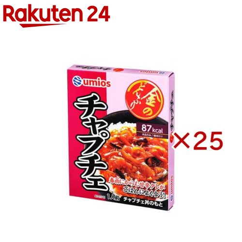 お店TOP＞フード＞料理の素・パスタソース＞料理の素＞どんぶりの素＞金のどんぶりチャプチェ (90g×25セット)【金のどんぶりチャプチェの商品詳細】春雨とにんじん、たまねぎ、きくらげを甘辛い味で仕上げました。【品名・名称】どんぶりもののもと(チャプチェどんのもと)【金のどんぶりチャプチェの原材料】野菜(にんじん、たまねぎ)、しょうゆ(国内製造)、風味油、砂糖、おろしにんにく、はるさめ、きくらげ、ごま油、粒状植物性たん白、ビーフエキス、食塩、発酵調味料／増粘剤(加工でん粉、キサンタン)、調味料(アミノ酸等)、着色料(紅麹)、(一部に小麦・牛肉・ごま・大豆・豚肉を含む)【栄養成分】1食分(90g)当りエネルギ—：87kcal、たんぱく質：2.0g、脂質：4.7g、炭水化物：9.3g、食塩相当量：1.8g【アレルギー物質】小麦・牛肉・ごま・大豆・豚肉【保存方法】直射日光をさけて、常温で保存してください【ブランド】Umios(ウミオス)【発売元、製造元、輸入元又は販売元】Umios株式会社※説明文は単品の内容です。リニューアルに伴い、パッケージ・内容等予告なく変更する場合がございます。予めご了承ください。・単品JAN：4901901011361Umios株式会社135-8608 東京都江東区豊洲3-2-20 豊洲フロント0120-040826広告文責：楽天グループ株式会社電話：050-5577-5043[調味料/ブランド：Umios(ウミオス)/]