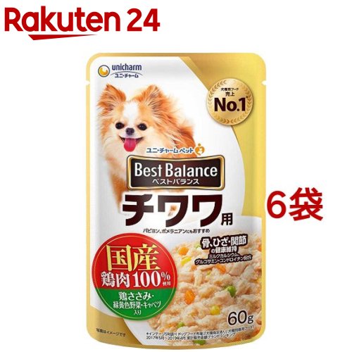 ベストバランス チワワ用 鶏ささみ 緑黄色野菜 キャベツ入り(60g 6袋セット)【1909_pf02】【qw7】【ベストバランス】 ドッグフード