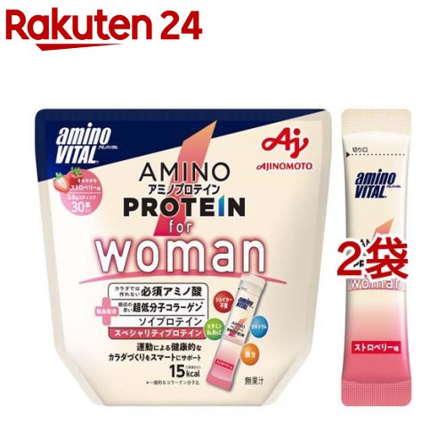 アミノバイタル アミノプロテイン for Woman ストロベリー味(3.8g*30本入*2袋セット)【アミノバイタル(..