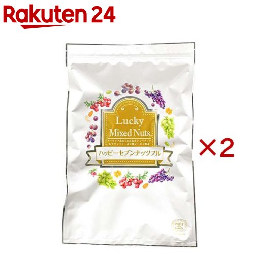お店TOP＞フード＞ドライフルーツ・ナッツ＞ナッツ＞ミックスナッツ＞ハッピーセブンナッツフル (600g×2セット)【ハッピーセブンナッツフルの商品詳細】●自然の館ミックスナッツシリーズ。ナッツとフルーツをバランスよく組み合わせた、彩り豊かなミックスです。●ナッツの香ばしさやコク、フルーツの自然な甘みや酸味が楽しめる、毎日食べても飽きにくい美味しさです。●さまざまな食感が楽しめるので、おやつや朝食代わり、小腹が空いた時の間食、お酒のおつまみにもおすすめです。●チャック付きなので保存に便利です。●ご家族みんなで楽しめる大容量タイプで、日々の健康習慣にも適しています。★こんな方におすすめ●ナッツやドライフルーツがお好きな方●毎日の間食を見直したい方●健康を意識したおやつを探している方●朝食代わりに手軽に食べたい方●お酒のおつまみを探している方●自然の館のハッピーセブンナッツフルをぜひご賞味ください。【品名・名称】菓子【ハッピーセブンナッツフルの原材料】くるみ(アメリカ)、アーモンド、カシューナッツ、ドライクランベリー(クランベリー、砂糖、植物油)、サルタナレーズン(レーズン、植物油)、チリレーズン(レーズン、植物油)、グリーンレーズン【栄養成分】100gあたりエネルギー：543kcal、たんぱく質：13.7g、脂質：44.7g、炭水化物：34.4g、食塩相当量：0g※推定値【アレルギー物質】記載なし【保存方法】・直射日光、高温・多湿を避けて、常温で保存してください。・開封後はチャックを閉じ、湿気を避けて保管の上、賞味期限に関わらず、お早めにお召し上がりください。【ブランド】美味しさは元気の源(自然の館)【発売元、製造元、輸入元又は販売元】味源※説明文は単品の内容です。リニューアルに伴い、パッケージ・内容等予告なく変更する場合がございます。予めご了承ください。・単品JAN：4946763051650味源769-0312 香川県仲多度郡まんのう町宮田1019-160877-73-0141広告文責：楽天グループ株式会社電話：050-5577-5043[お菓子/ブランド：美味しさは元気の源(自然の館)/]