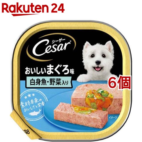 シーザー 成犬用 おいしいまぐろ味 白身魚・野菜入り ドッグフード ウエット(100g*6個セット)