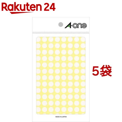 エーワン カラーラベル 丸型 9mmφ 白 07010(14シート入*5袋セット)【A-one】