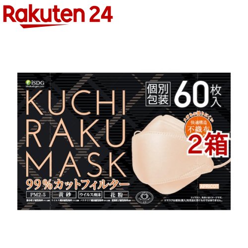 KUCHIRAKU MASK アプリコット 個別包装(60枚入*2箱セット)