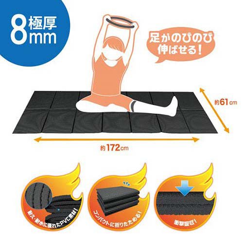 楽天24のアンサー Switchリングフィット用 折り畳み式 防音ヨガマット 8mm ANS-SW122(1枚)｜アングル2