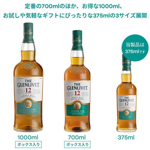 ザ・グレンリベット 12年 375ml シングルモルト スコッチウイスキー ウィスキー(375ml)【ザ・グレンリベット(THE GLENLIVET)】[フルーティ ギフト プレゼント 誕生日 御礼 正規品] rakuten24-11039999 楽天24 サンプル画像2