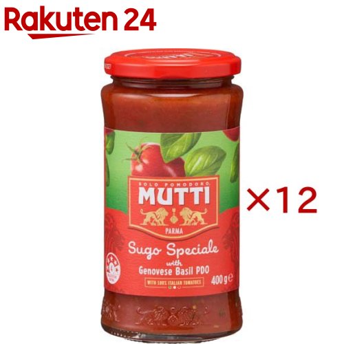 お店TOP＞フード＞料理の素・パスタソース＞パスタソース＞トマトソース(パスタソース)＞ムッティ パスタソース バジル＆トマト (400g×12セット)【ムッティ パスタソース バジル＆トマトの商品詳細】●イタリアブランド。畑・トマト・製法にこだわり、トマトのポテンシャルを最大に引き出したトマト製品。【品名・名称】トマトソース【ムッティ パスタソース バジル＆トマトの原材料】トマト、玉ねぎ、オリーブオイル、バジルペースト、人参ピューレ、食塩／香料【栄養成分】100gあたりエネルギー：61kcal、たんぱく質：1.4g、脂質：2.8g、炭水化物：8.5g(糖質：6.8g、食物繊維：1.7g)、食塩相当量：0.7g【アレルギー物質】記載なし【保存方法】直射日光・多湿を避け、常温で保存してください。【原産国】イタリア【ブランド】MUTTI(ムッティ)【発売元、製造元、輸入元又は販売元】加藤産業(貿易)※説明文は単品の内容です。リニューアルに伴い、パッケージ・内容等予告なく変更する場合がございます。予めご了承ください。・単品JAN：8005110003899加藤産業(貿易)662-8543 兵庫県西宮市松原町9番20号0120-787-672広告文責：楽天グループ株式会社電話：050-5577-5043[調味料/ブランド：MUTTI(ムッティ)/]