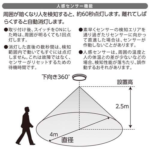 LEDミニシーリングライト 人感センサー 100形 1650ルーメン 昼光色(1個)【OHM】 [3]