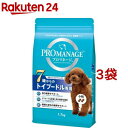 お店TOP＞ペット用品＞犬用食品(フード・おやつ)＞プレミアム・ドッグフード＞プレミアム・ドッグフード(プードル用)＞プロマネージ 7歳からのトイプードル専用 (1.7kg*3コセット)【プロマネージ 7歳からのトイプードル専用の商品詳細】プロマネージは「うちの子のために」の気持ちに応える、高機能フードです。【召し上がり方】体重2kg：50g(200mLカップ0.6)、2.5kg：55g(200mLカップ0.7)、3kg：65g(200mLカップ0.8)、3.5kg：70g(200mLカップ0.9)、4kg：80g(200mLカップ1.0)、4.5kg：85g(200mLカップ1.1)、5kg：95g(200mLカップ1.2)、5.5kg：100g(200mLカップ1.2)、6kg：105g(200mLカップ1.3)、6.5kg：115g(200mLカップ1.4)、7kg：120kg(200mLカップ1.5)【プロマネージ 7歳からのトイプードル専用の原材料】米、チキンミール、さとうもろこし、とうもろこし、チキンエキス、家禽類、鶏脂、コーングルテン、シュガービートパルプ、サンフラワーオイル、フィッシュミール、フラクトオリゴ糖、トマトパウダー、マリーゴールド、ブルーベリーパウダー、ラクトフェリン、マリンコラーゲン、STPP(トリポリリン酸塩)、ビタミン類(A、B1、B2、B6、B12、C、D3、E、コリン、ナイアシン、パントテン酸、葉酸)、ミネラル類(亜鉛、カリウム、カルシウム、クロライド、セレン、鉄、銅、ナトリウム、ヨウ素、リン)、アミノ酸(タウリン)、酸化防止剤(BHA、BHT、クエン酸、ミックストコフェロール、ローズマリー抽出物)【成分】タンパク質：24.0％以上、脂質：12.0％以上、粗繊維：5.0％以下、灰分：10.5％以下、水分：10.0％以下【保存方法】直射日光の当たらない、湿気の少ない涼しいところに保管してください。開封後は、開封口を必ず閉じて、なるべく早く使い切ってください。また、虫が入らないように、しっかり密封してください。【注意事項】2018年10月中旬より順次リニューアル。予告なく変更になる場合もございます、予めご了承ください。【原産国】オーストラリア【ブランド】プロマネージ【発売元、製造元、輸入元又は販売元】マースジャパンリミテッドこちらの商品は、ペット用の商品です。※説明文は単品の内容です。リニューアルに伴い、パッケージ・内容等予告なく変更する場合がございます。予めご了承ください。(ドッグフード ドックフード ペットフード ドライ ドライフード カリカリ 犬 いぬ イヌ 犬フード 犬用ドライフード 犬の餌 犬のエサ 犬のえさ 餌 えさ エサ シニア犬 老犬 高齢犬)・単品JAN：4902397837220マースジャパンリミテッド108-0075 東京都港区港南1-2-70 品川シーズンテラス7F0800-800-5874広告文責：楽天グループ株式会社電話：050-5577-5043[犬用品/ブランド：プロマネージ/]