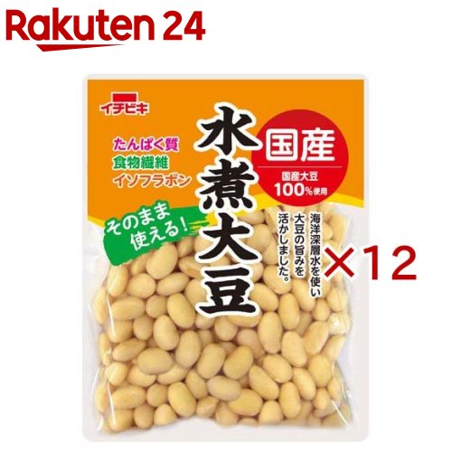 お店TOP＞フード＞穀物・豆・麺類＞豆類＞大豆(水煮・ドライパック)＞国産水煮大豆 (140g×12セット)【国産水煮大豆の商品詳細】国産大豆100％使用、海洋深層水で旨み豊か【品名・名称】水煮大豆【国産水煮大豆の原材料】大豆(国産)、海洋深層水／酸化防止剤(ビタミンC)【栄養成分】100gあたりエネルギー：143kcal、たんぱく質：13.8g、脂質：6.9g、炭水化物：9.6g、食塩相当量：0.5g【アレルギー物質】大豆【保存方法】冷蔵庫(10度以下)に保存し、お早目にお召し上がりください。【ブランド】イチビキ【発売元、製造元、輸入元又は販売元】イチビキ※説明文は単品の内容です。リニューアルに伴い、パッケージ・内容等予告なく変更する場合がございます。予めご了承ください。・単品JAN：4901011600868イチビキ456-0018 愛知県名古屋市熱田区新尾頭一丁目11番6号0120-35-3230広告文責：楽天グループ株式会社電話：050-5577-5043[米・穀類/ブランド：イチビキ/]