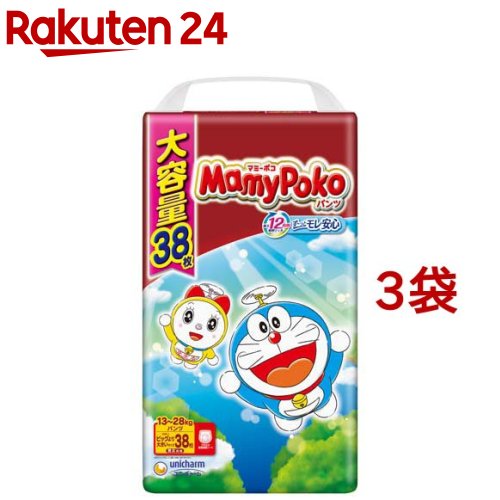 マミーポコパンツ ドラえもん オムツ 13-28kg パンツ ビッグサイズより大きい(38枚*3袋セット)【マミーポコ】