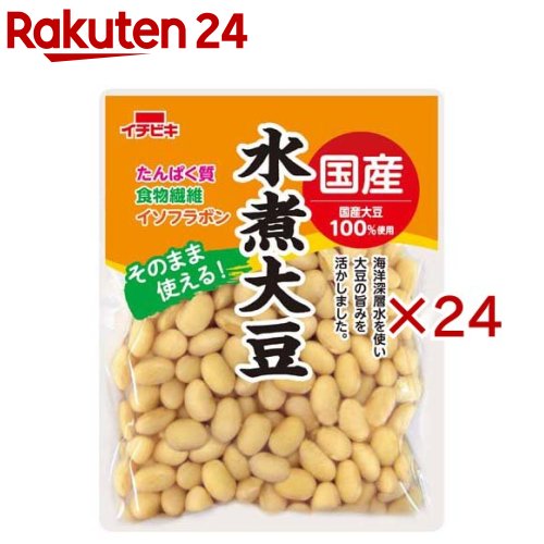 お店TOP＞フード＞穀物・豆・麺類＞豆類＞大豆(水煮・ドライパック)＞国産水煮大豆 (140g×24セット)【国産水煮大豆の商品詳細】国産大豆100％使用、海洋深層水で旨み豊か【品名・名称】水煮大豆【国産水煮大豆の原材料】大豆(国産)、海洋深層水／酸化防止剤(ビタミンC)【栄養成分】100gあたりエネルギー：143kcal、たんぱく質：13.8g、脂質：6.9g、炭水化物：9.6g、食塩相当量：0.5g【アレルギー物質】大豆【保存方法】冷蔵庫(10度以下)に保存し、お早目にお召し上がりください。【ブランド】イチビキ【発売元、製造元、輸入元又は販売元】イチビキ※説明文は単品の内容です。リニューアルに伴い、パッケージ・内容等予告なく変更する場合がございます。予めご了承ください。・単品JAN：4901011600868イチビキ456-0018 愛知県名古屋市熱田区新尾頭一丁目11番6号0120-35-3230広告文責：楽天グループ株式会社電話：050-5577-5043[米・穀類/ブランド：イチビキ/]