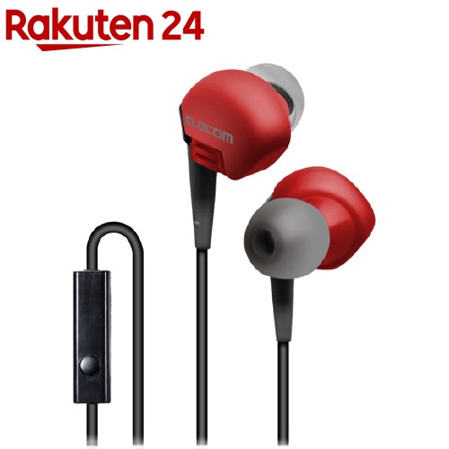 エレコム ステレオヘッドホン マイク付 耳栓タイプ 重低音 レッド EHP-GB10MXRD(1個)【エレコム(ELECOM)】