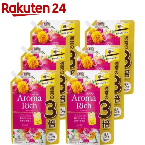 ソフラン アロマリッチ 柔軟剤 スカーレット 詰め替え 特大(1200ml*6袋セット)【u7e】【ソフラン アロマリッチ】[部屋干し]