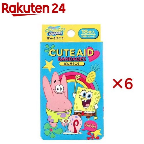 キャラクターばんそうこう CUTE AID スポンジボブ(18枚入×6セット)