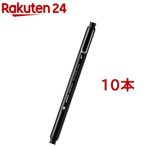 エレコム タッチペン スタイラスペン 2WAY ディスク+超感度 ブラック(10本セット)...