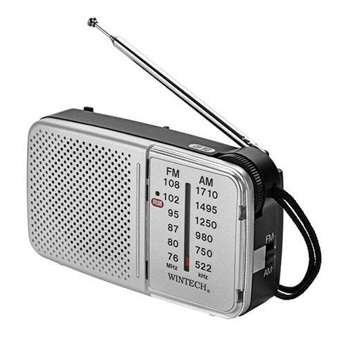 楽天24のWINTECH AM／FMポータブルラジオ シンプル機能・ヨコ型 シルバー KMR-62(1個)【WINTECH】｜アングル2