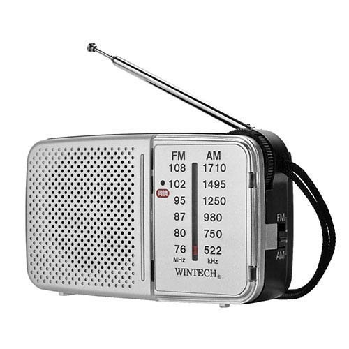 楽天24のWINTECH AM／FMポータブルラジオ シンプル機能・ヨコ型 シルバー KMR-62(1個)【WINTECH】｜アングル3