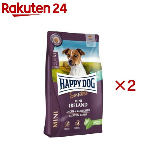 お店TOP＞ペット用品＞犬用食品(フード・おやつ)＞ドッグフード(ドライフード・総合栄養食)＞ドッグフード(成犬・アダルト用)＞ハッピードッグ ミニ センシブル 小型犬 ミニ アイルランド サーモン＆ラビット (800g×2セット)【ハッピードッグ ミニ センシブル 小型犬 ミニ アイルランド サーモン＆ラビットの商品詳細】●特に嗜好性が高く、好き嫌いの多い愛犬におすすめ。●健康的で美しい毛並みに整えたい愛犬に最適。●関節の健康維持に緑イ貝配合。●健康的な活力を維持するL-カルニチン配合。●ユッカシジゲラ配合。※合成保存料は無添加です。【ハッピードッグ ミニ センシブル 小型犬 ミニ アイルランド サーモン＆ラビットの原材料】オーツ麦、サーモンミール(12.5％)、ラビットプロテイン※(12.5％)、大麦、コーン、ポテト※、油脂類、ポテトフロテイン※、加水分解プロテイン、ビートファイバー※、アップルポマス※、塩化カリウム、サッカロマイセス・セレビシエ※、塩化ナトリウム、炭酸カルシウム、海藻※、ミックスハーブ(ミルクシスル、アーティチョーク、タンポポ、ショウガ、カンバ葉、ネトル、カモミール、コリアンダー、ローズマリー、セージ、リコリス根、タイム：0.16％)、亜麻仁、乾燥全卵、緑イ貝※(0.05％)、ユッカシジゲラ※、イースト抽出物※、ビタミン類(ビタミンA、ビタミンD3、ビタミンE、ビタミンB1、ビタミンB2、ビタミンB6、ビオチン、Dパントテン酸カルシウム、ナイアシン、ビタミンB12、ビタミンC、コリン、葉酸)、ミネラル類(鉄、銅、亜鉛、マンガン、ヨウ素酸カルシウム、亜セレン酸ナトリウム)、天然由来トコフェロール(酸化防止剤として)(※乾燥)【栄養成分】代謝エネルギー：361.0kcal／100g【保存方法】・高温多湿、直射日光を避け、涼しい場所での保管をお願いします。・開封後は賞味期限に関わらずなるべくお早めにご使用ください。【発売元、製造元、輸入元又は販売元】ワールドプレミアムこちらの商品は、ペット用の商品です。※説明文は単品の内容です。リニューアルに伴い、パッケージ・内容等予告なく変更する場合がございます。予めご了承ください。・単品JAN：4001967166156ワールドプレミアム150-0013　東京都渋谷区恵比寿2-32-10-61203-6382-9012広告文責：楽天グループ株式会社電話：050-5577-5043[犬用品]
